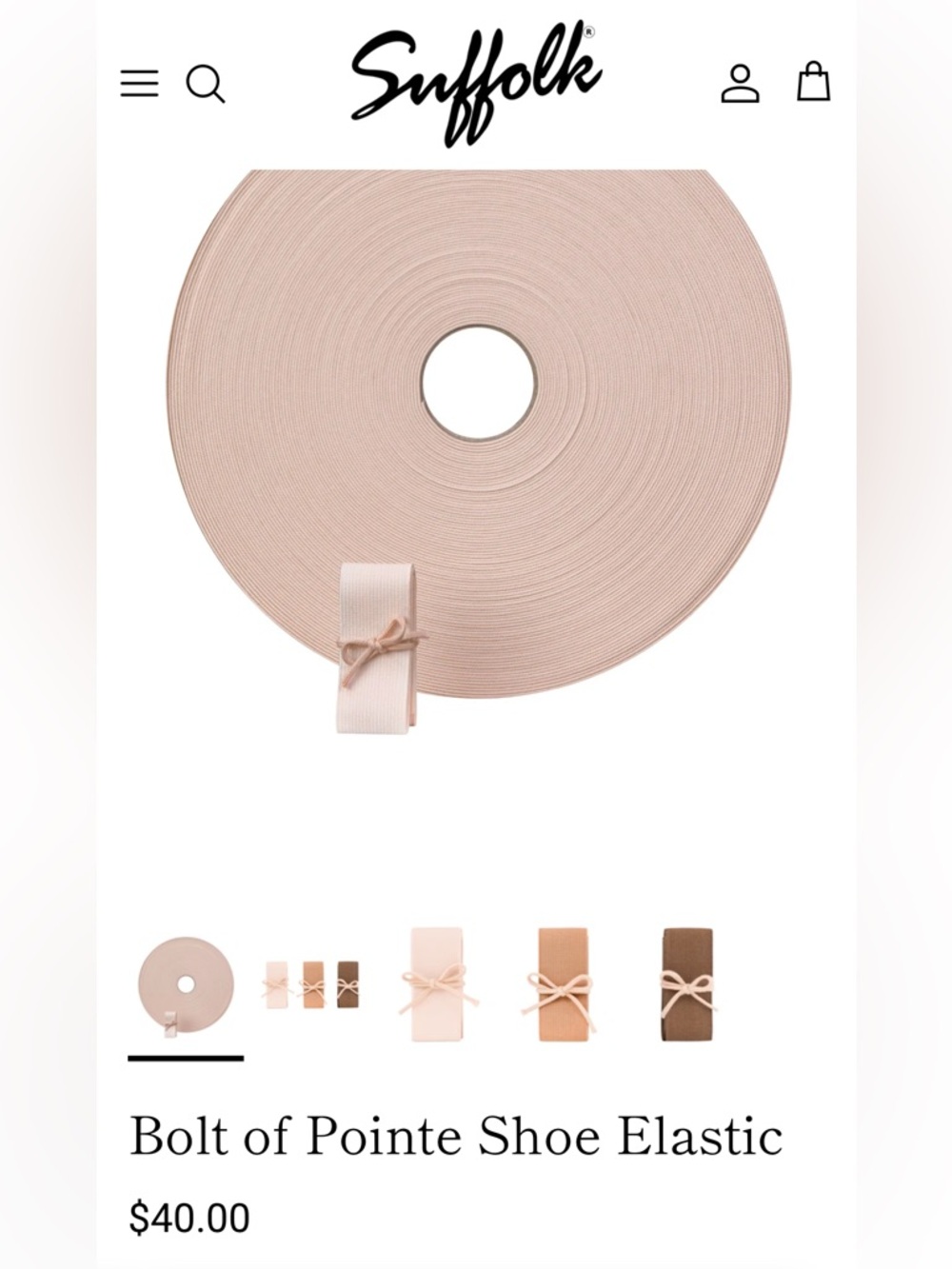 Suffolk Pointe Shoe Elastic Bolt